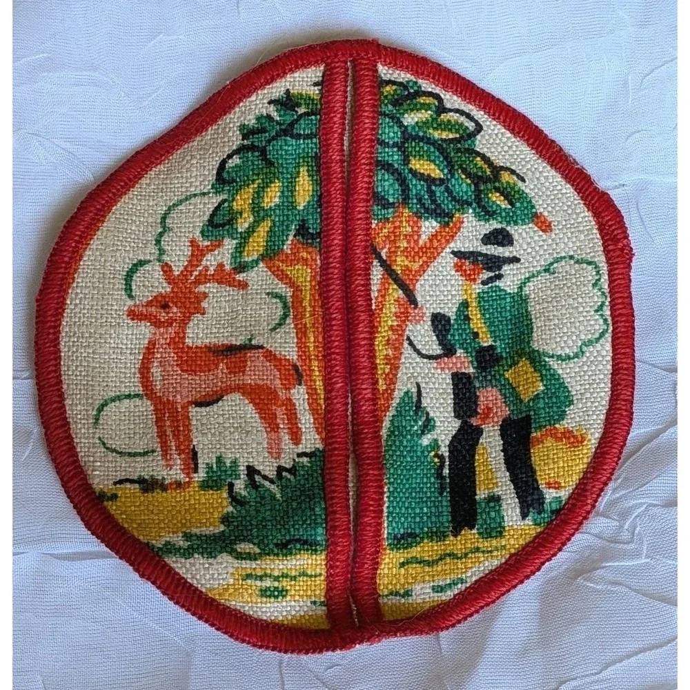 4 Tony Sarg Print Linens Coasters Wine Pocket Cow Lamb Deer Boat Hunter Set Vtg